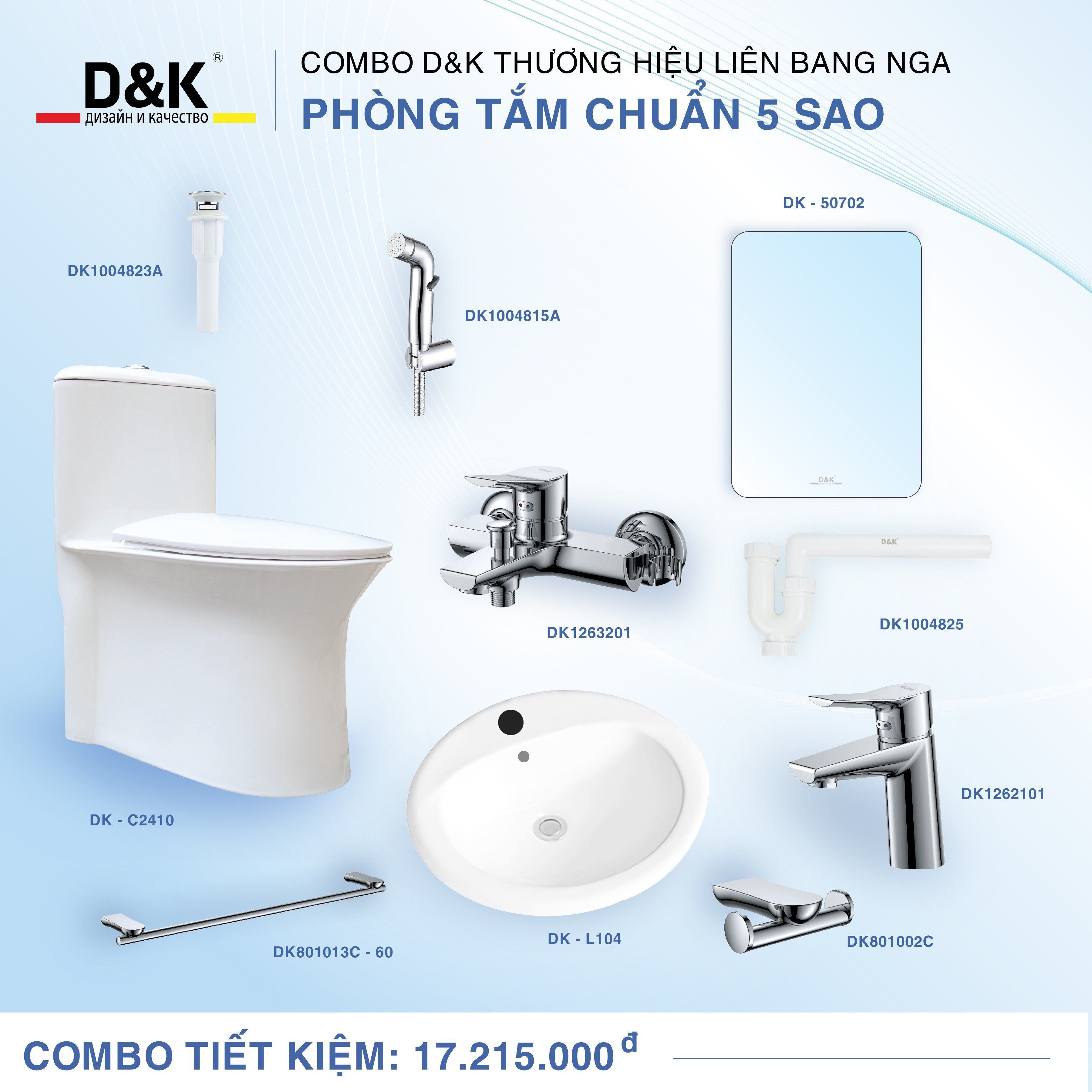 Combo D&K CB0004R Phòng tắm tiêu chuẩn 5 sao